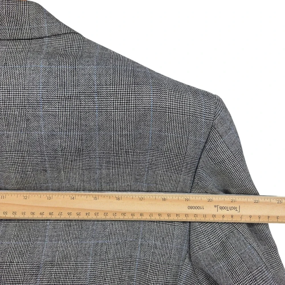 Jos A Bank Signature Collection Men's Blazer 42L Silk Camel Hair Grey Glen Plaid